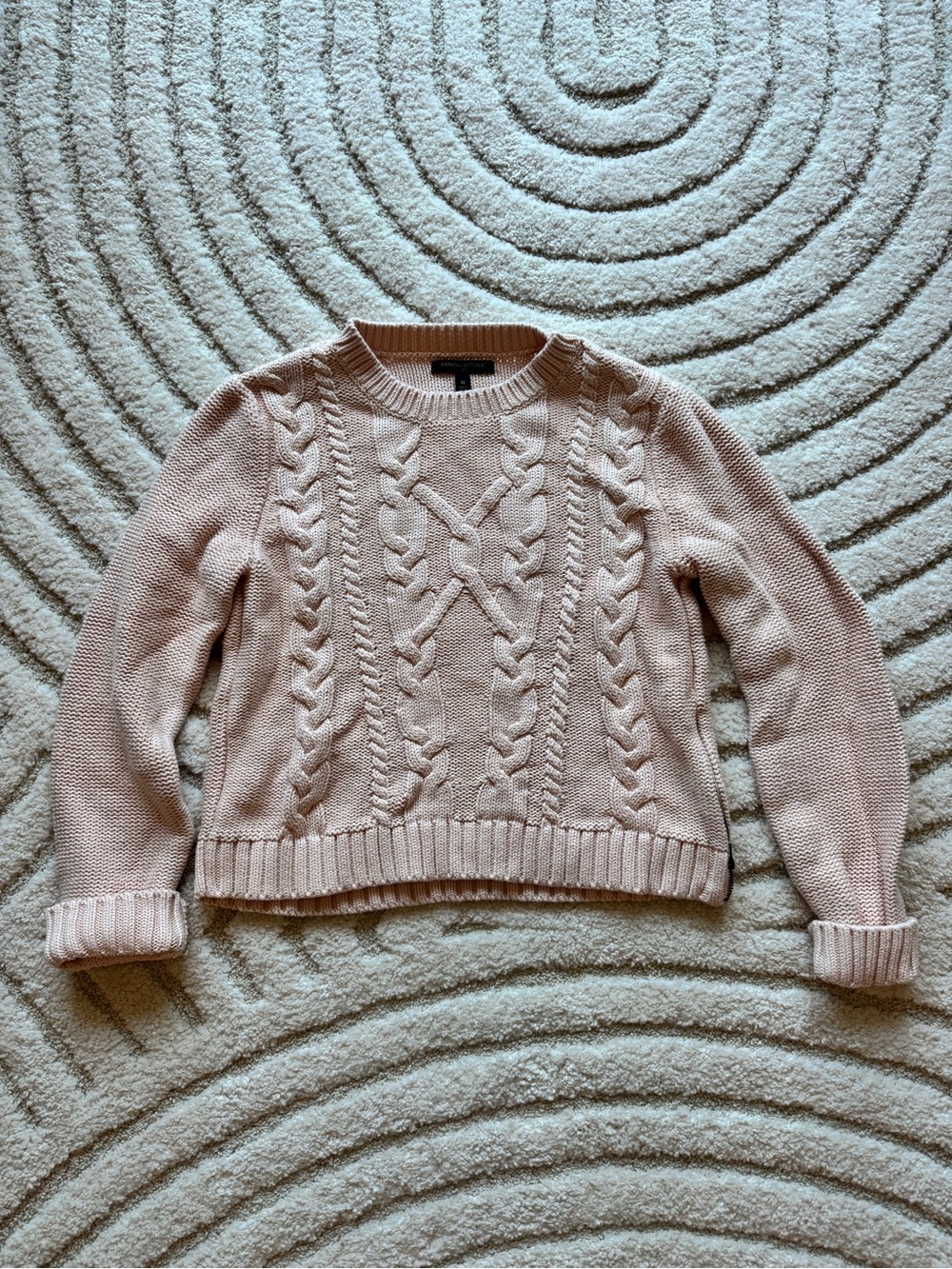 Banana Republic Cable Knit Crewneck Sweater - Pale Pink